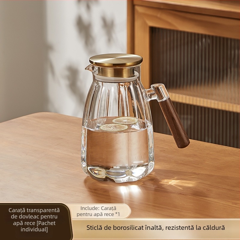 Sticlă borosilicată pentru apă rece, capacitate mare, infuzor de ceai