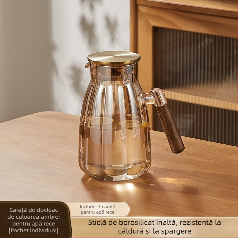 Sticlă borosilicată pentru apă rece, capacitate mare, infuzor de ceai