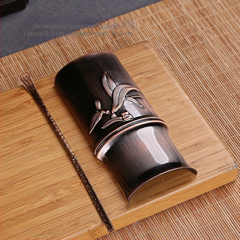Set Gongfu pentru ceremonia ceaiului: linguriță de ceai, lingură de ceai, clește pentru ceai și accesorii din aliaj de cupru în culoarea cuprului