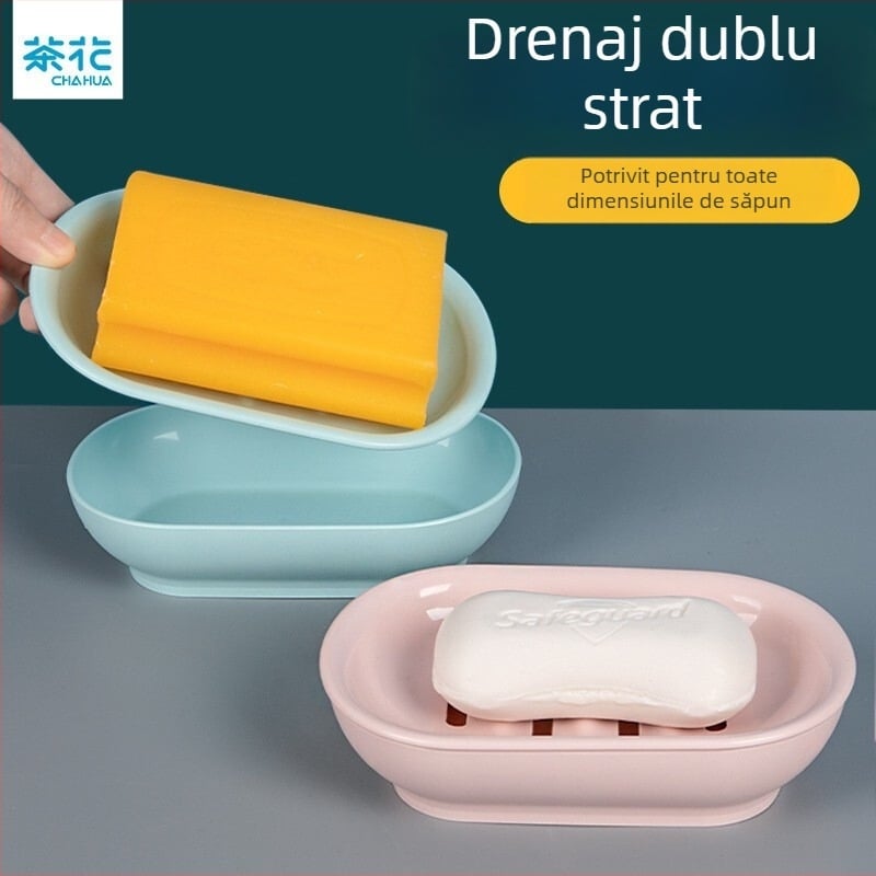 Camellia cutie mare de plastic pentru săpun, cu drenaj, pentru baie