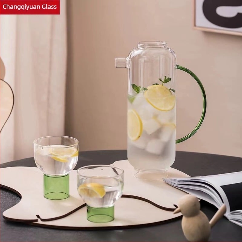 Set din sticlă borosilicată înaltă pentru apă rece, uz casnic — ceainic transparent cu pahare, recipient pentru suc și recipient pentru lămâie