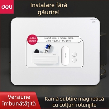 Deli 50026 Tablă albă cu ramă îngustă, tablă magnetică de scris pentru birou, 900×600 mm