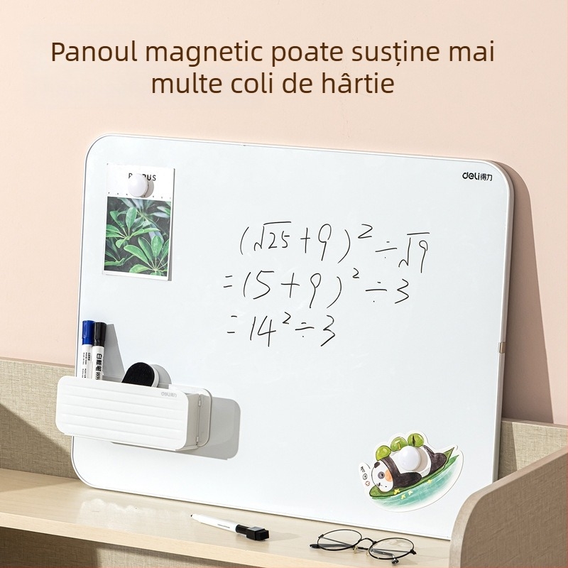 Deli 50026 Tablă albă cu ramă îngustă, tablă magnetică de scris pentru birou, 900×600 mm