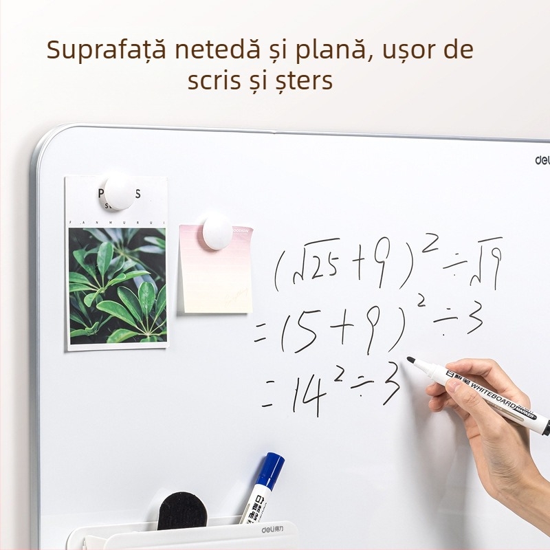 Deli 50026 Tablă albă cu ramă îngustă, tablă magnetică de scris pentru birou, 900×600 mm
