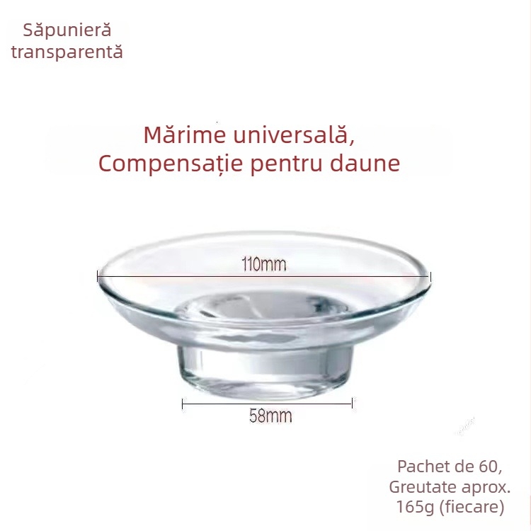 Farfurie pentru săpun din sticlă transparentă, pentru camerele de hotel și uz casnic