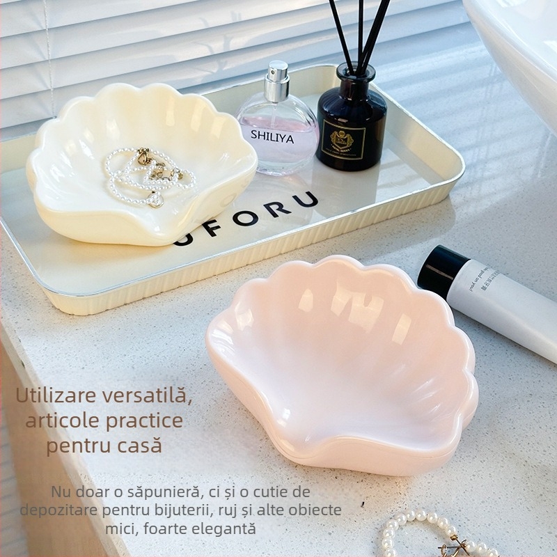 Sapunieră în formă de scoică cu drenaj, suport de săpun din plastic pentru baie, cutie de depozitare perforată, de înaltă calitate