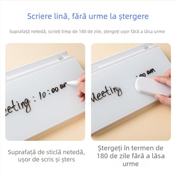 Tablă de scris din sticlă securizată pentru birou – tablă pentru notițe și mesaje, ștergătoare