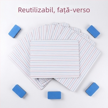 Tablă albă mică, cu două fețe, cu patru linii și trei celule, dimensiuni 9x12 inci, panou din lemn