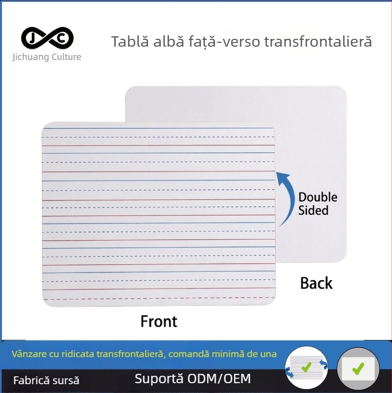 Tablă albă mică, cu două fețe, cu patru linii și trei celule, dimensiuni 9x12 inci, panou din lemn