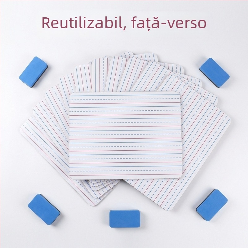 Tablă albă mică, cu două fețe, cu patru linii și trei celule, dimensiuni 9x12 inci, panou din lemn
