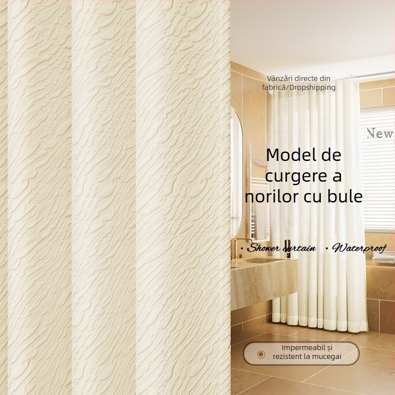 Cortină de duș impermeabilă și rezistentă la mucegai, model nou pentru baie, țesătură poliester groasă, cortină de separare pentru baie