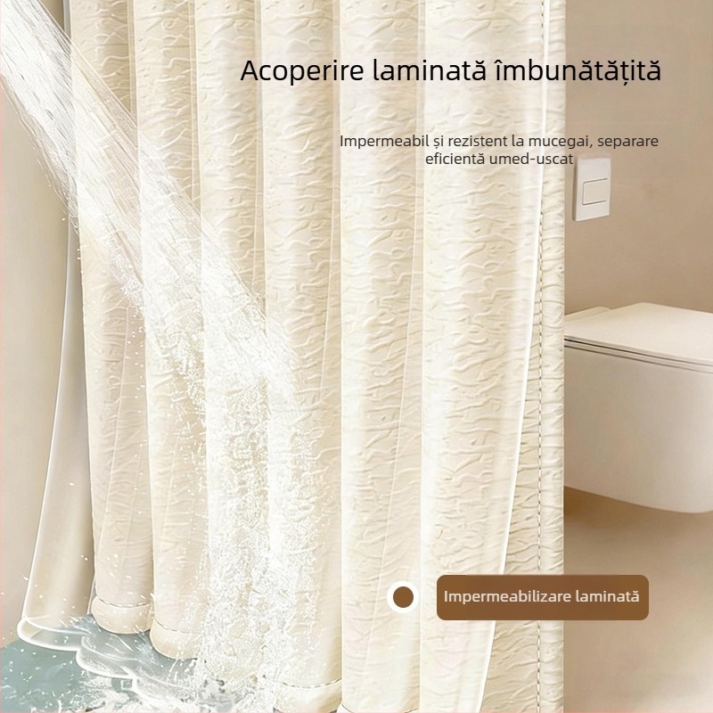 Cortină de duș impermeabilă și rezistentă la mucegai, model nou pentru baie, țesătură poliester groasă, cortină de separare pentru baie