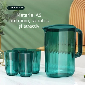 Set din plastic pentru băuturi: ceainic, sticlă transparentă pentru apă rece, ceașcă, farfurie și accesorii pentru băuturi pentru ceai de fructe