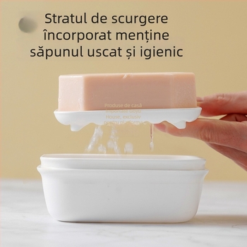 Cutie portabilă pentru săpun, etanșă, cu capac, design de drenaj pentru călătorii și baie