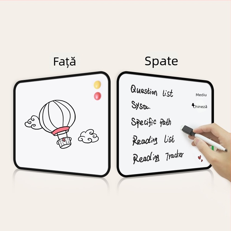Tablă magnetică albă mică pentru scris – portabilă, ușor de șters, pentru notițe și mesaje; destinată utilizării la birou, acasă și desenelor copiilor