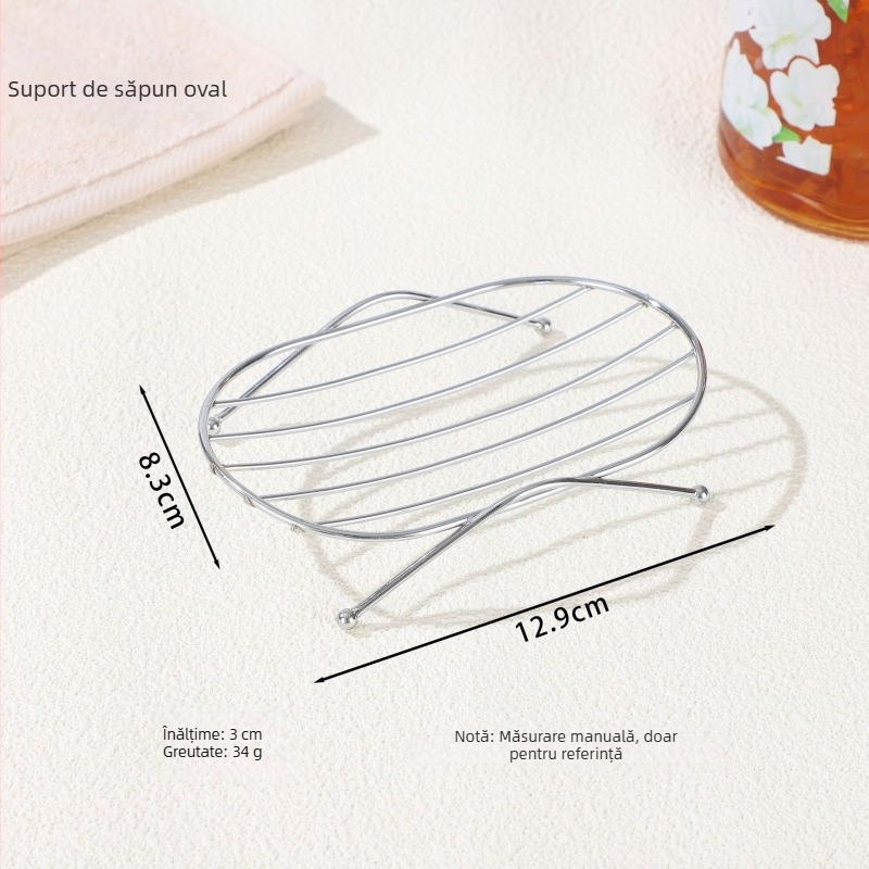 Suport pentru săpun din oțel inoxidabil cu scurgere, design minimalist pentru baie, montaj fără găuri