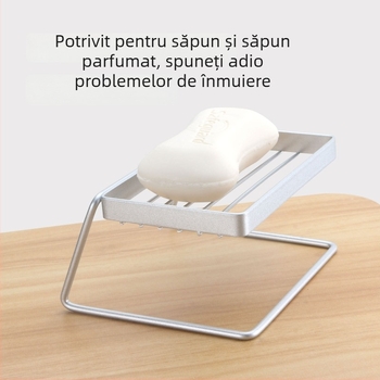 Suport pentru săpun din oțel inoxidabil, fără găuri, montaj pe perete sau pe blat, cu drenaj
