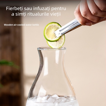 Recipient din sticlă rezistent la temperaturi înalte pentru apă rece, capac, capacitate mare, pentru sucuri și băuturi, textură ciocănită