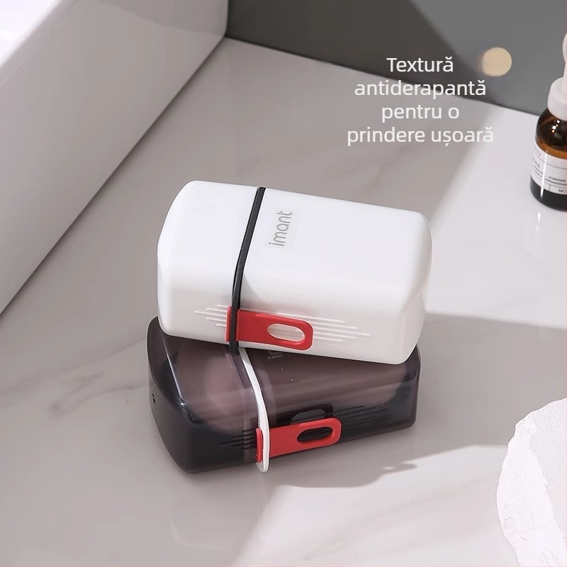 Cutie de săpun pentru călătorii, cu capac, portabilă, design creativ și drăguț, spațiu etanș de depozitare pentru călătorii și săpun de rufe.