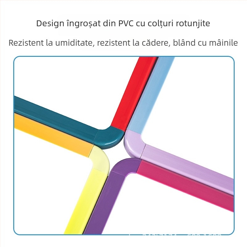 Tablă mică magnetică, albă, cu ramă din plastic – pentru desen, notițe și scriere, design cu margini colorate, suprafață reutilizabilă