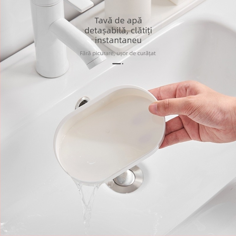 Suport de săpun montat pe perete, două etaje, cu drenaj pentru baie, fără găuri