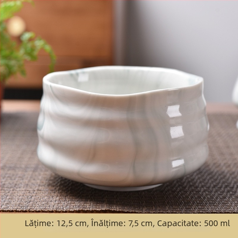 Set Matcha cu bol pentru ceai, tel de bambus, bambus alb, set de patru piese în cutie, farfurie cu flori de cireș, stil japonez