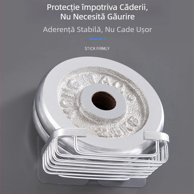 Suport de săpun din aluminiu Space, montat pe perete, fără găuri, pentru baie