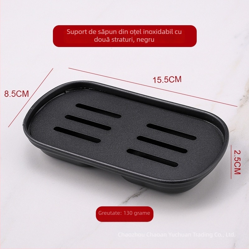 Sapunieră cu drenaj, design Nordic, dublu nivel, pentru baie, din oțel inoxidabil