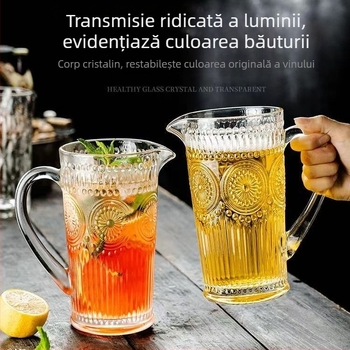 Carafă din sticlă cu model glaciar, capacitate mare pentru băuturi reci