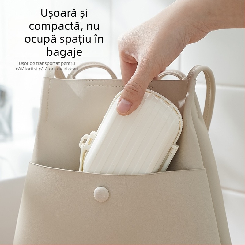 Cutie pentru săpun cu fermoar, drenaj dublu, pătrat portabil cu capac, etanș pentru călătorii