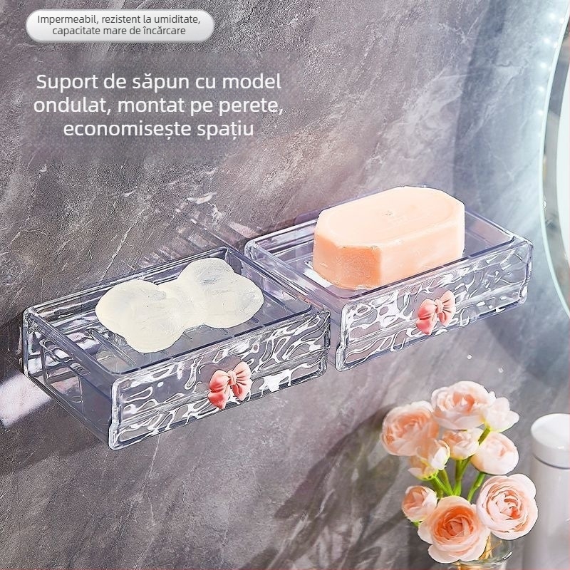 Suport de săpun montat pe perete, fără găuri, de înaltă calitate, cu drenaj, pentru baie și spălătorie
