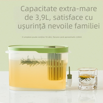 Sticlă de apă rece pentru uz casnic, 3,9 L, cu robinet, dispenser mare pentru ceai de fructe, design de vară pentru frigider