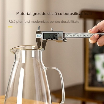 Ceainic din lemn de nuc cu sticlă borosilikată — rezistent la căldură, pentru apă rece, pentru oaspeți, design modern minimalist