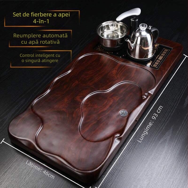 Tăviță pentru ceai cu model din lemn de abanos, pentru uz casnic, stil modern minimalist, tip drenaj, set Kung Fu de ceai, imitatie de lemn masiv, mese de ceai mari și mici