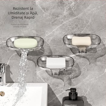 ZT3588 Cutie de săpun montată pe perete, cu model glaciar, baie, raft de drenaj, PET