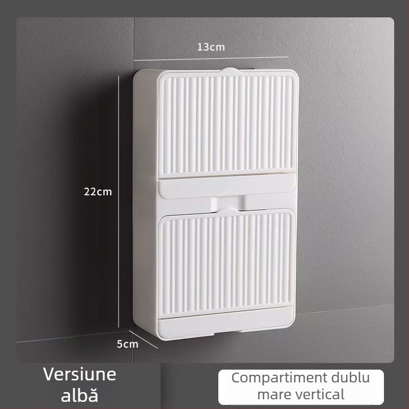 Sapunier de perete mare cu capac, drenaj, montaj fără găuri
