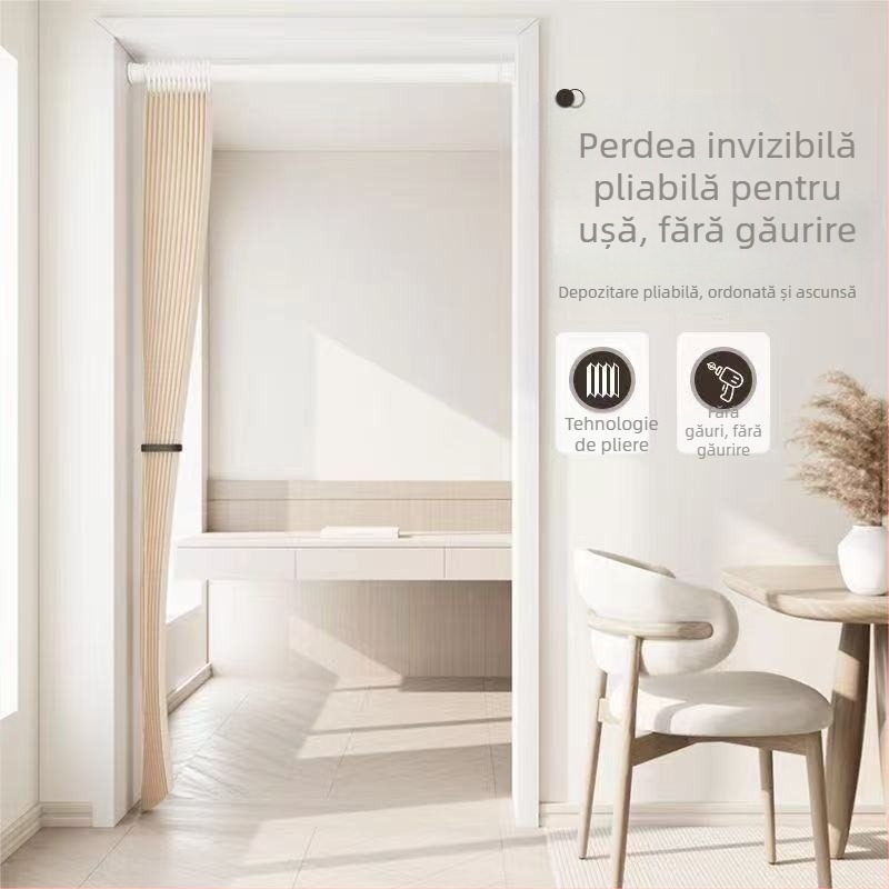 Cortină de duș pliabilă pentru baie, fără găuri, impermeabilă și rezistentă la mucegai, separator de intimitate