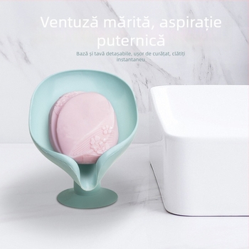 Săpunieră în formă de lotus cu rack de drenaj și ventuză, fără găuri, organizator vertical pentru chiuvetă