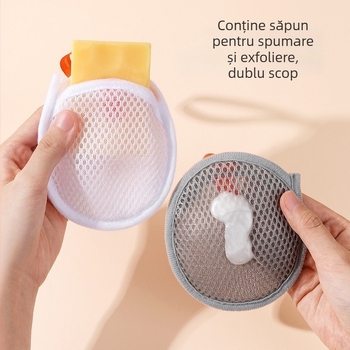 Pungă din plasă pentru săpun, cu spumare dublă, pentru baie și curățare facială