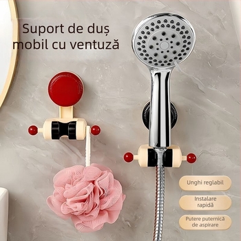 Suport pentru duș cu ventuză detașabil, bază reglabilă, montaj fără găuri