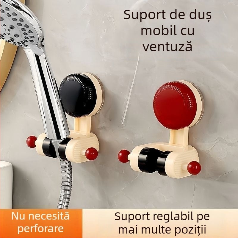 Suport pentru duș cu ventuză detașabil, bază reglabilă, montaj fără găuri