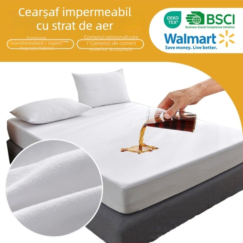Protecție pentru saltea, impermeabilă și rezistentă la praf, lavabilă la mașină, rezistentă la urină și pete, pentru hotel, casă și internat.