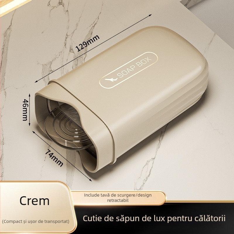 Cutie săpun portabil, elegant, cu capac etanș și drenaj, pentru călătorii de afaceri, vacanțe și cămine studențești.
