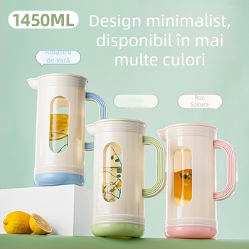 Recipient din sticlă borosilicată pentru apă rece, cu separare ceai-apă, uz casnic, portabil, rezistent la temperaturi înalte