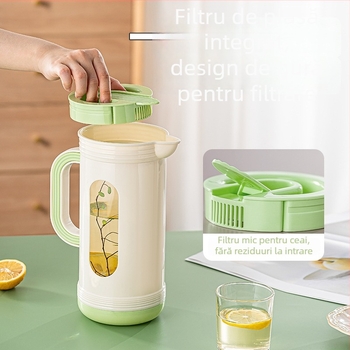 Recipient din sticlă borosilicată pentru apă rece, cu separare ceai-apă, uz casnic, portabil, rezistent la temperaturi înalte