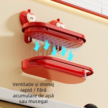 Raft de depozitare pentru baie montat pe perete cu ventuză
