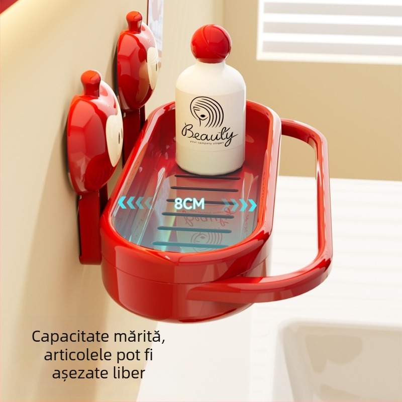 Raft de depozitare pentru baie montat pe perete cu ventuză