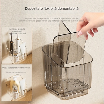 Raft de stocare pentru periuțe de dinți, organizator de baie montat pe perete fără găuri, polița pentru pastă de dinți și periuțe