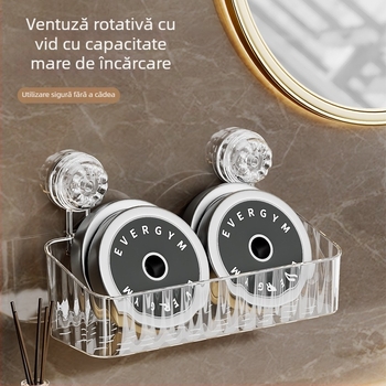 Raft de depozitare pentru baie cu ventuze, montaj fără găuri, demontabil pentru chiuvetă