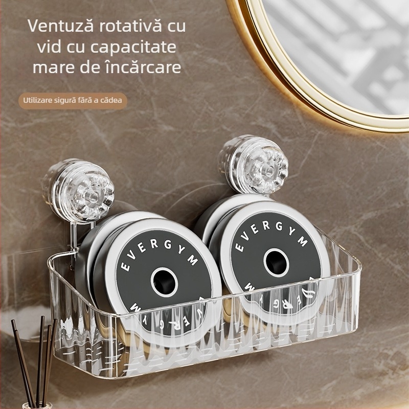 Raft de depozitare pentru baie cu ventuze, montaj fără găuri, demontabil pentru chiuvetă